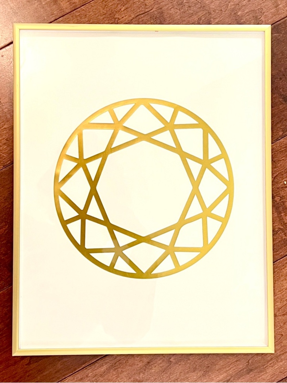 ORIGINAL Gold Foil Round Diamond Wall Art With Gold West Elm Frame
